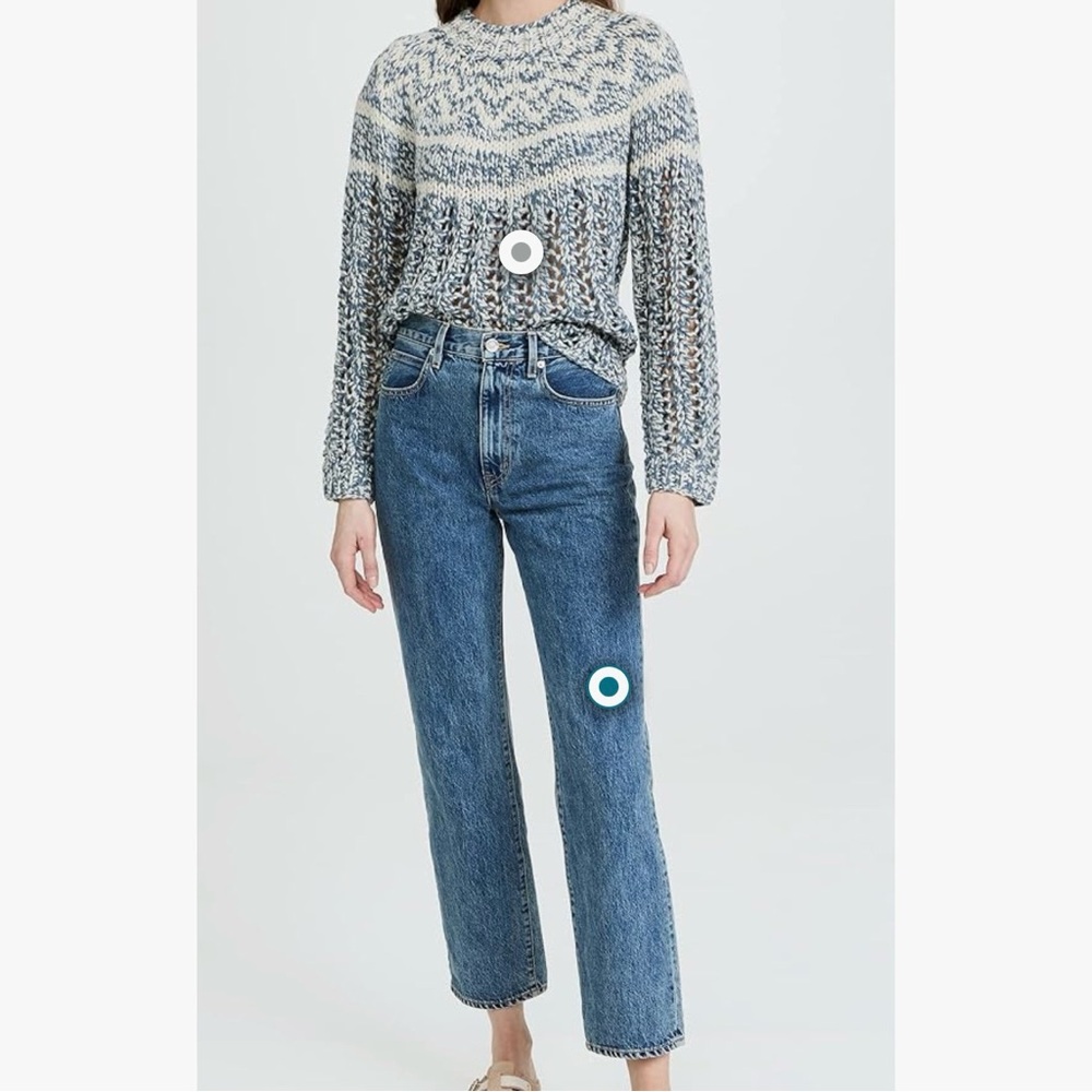 Theory Blue and Cream Knit Sweater
